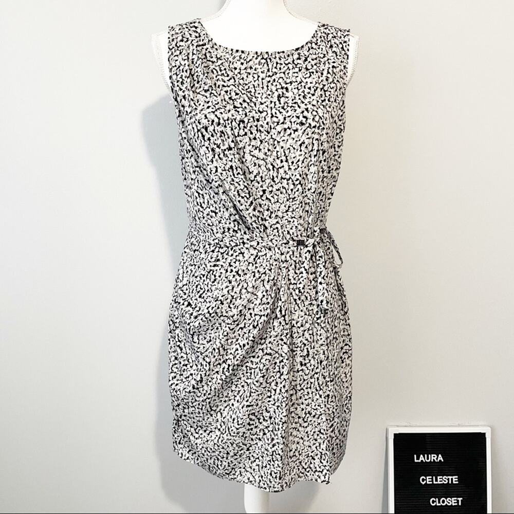 A/X Armani Exchange gray wrap sheath midi dress 8 sleeveless patterned